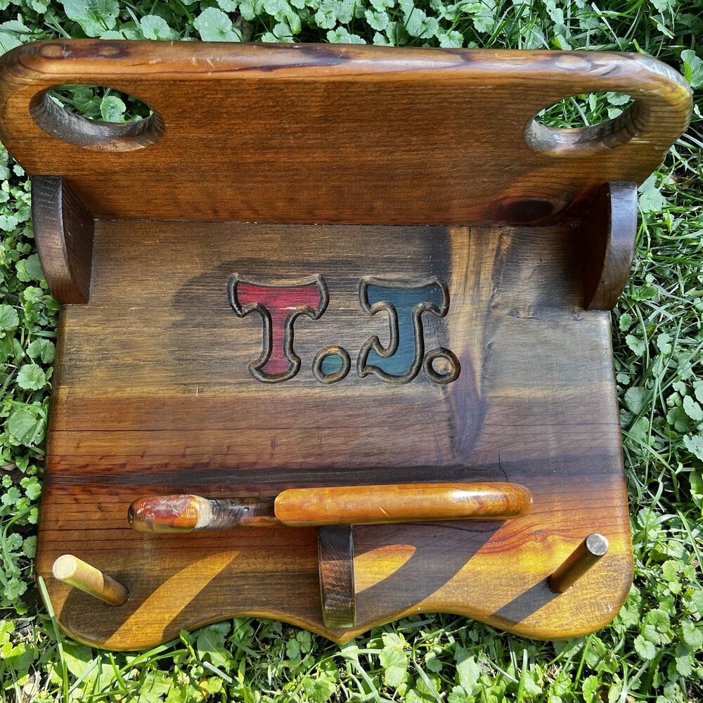 Powdermill Toymakers Vintage Handcrafted Wooden Wall Shelf Rack T.J. Gatlinburg